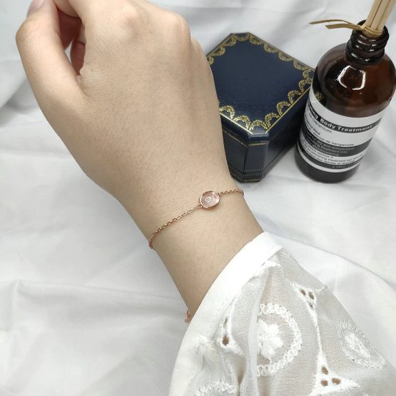 bracelet quartz rose argent